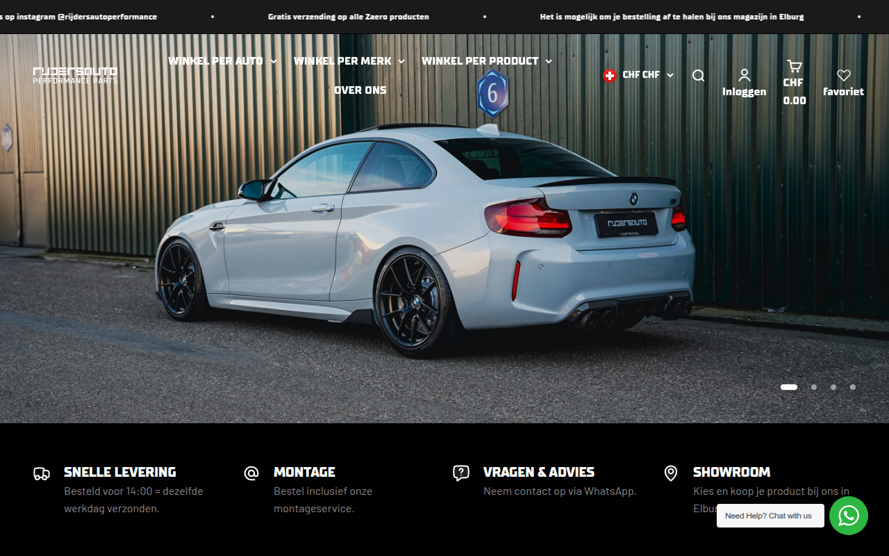 Screenshot van rijdersautoperformance.nl