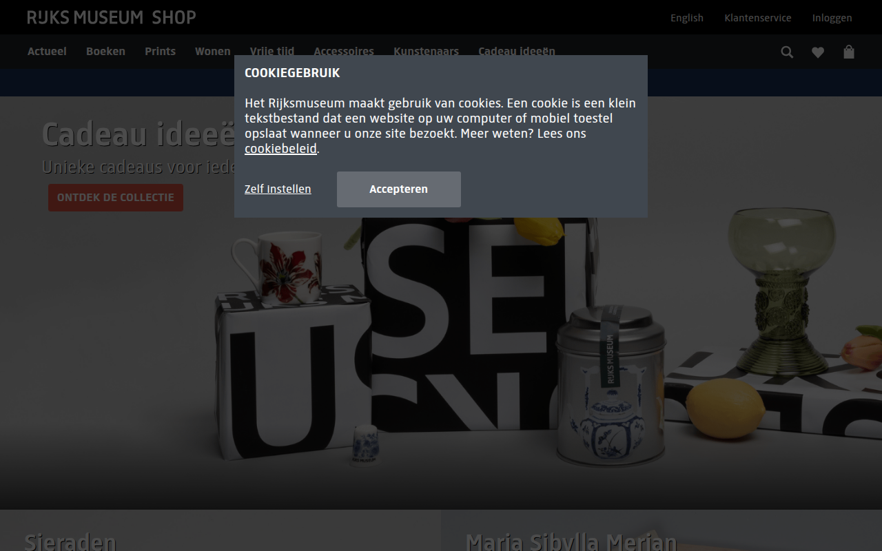 Screenshot van rijksmuseumshop.nl