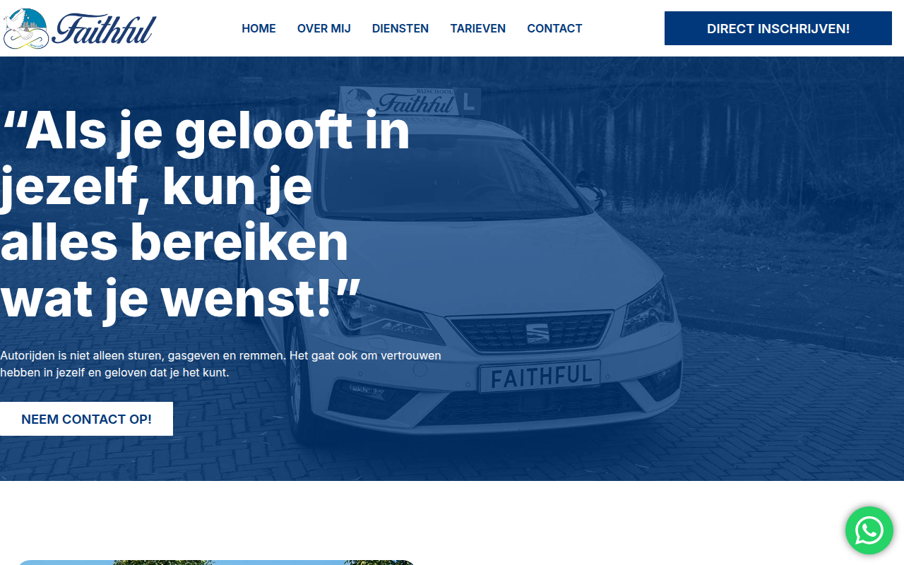 Screenshot van rijschoolfaithful.nl