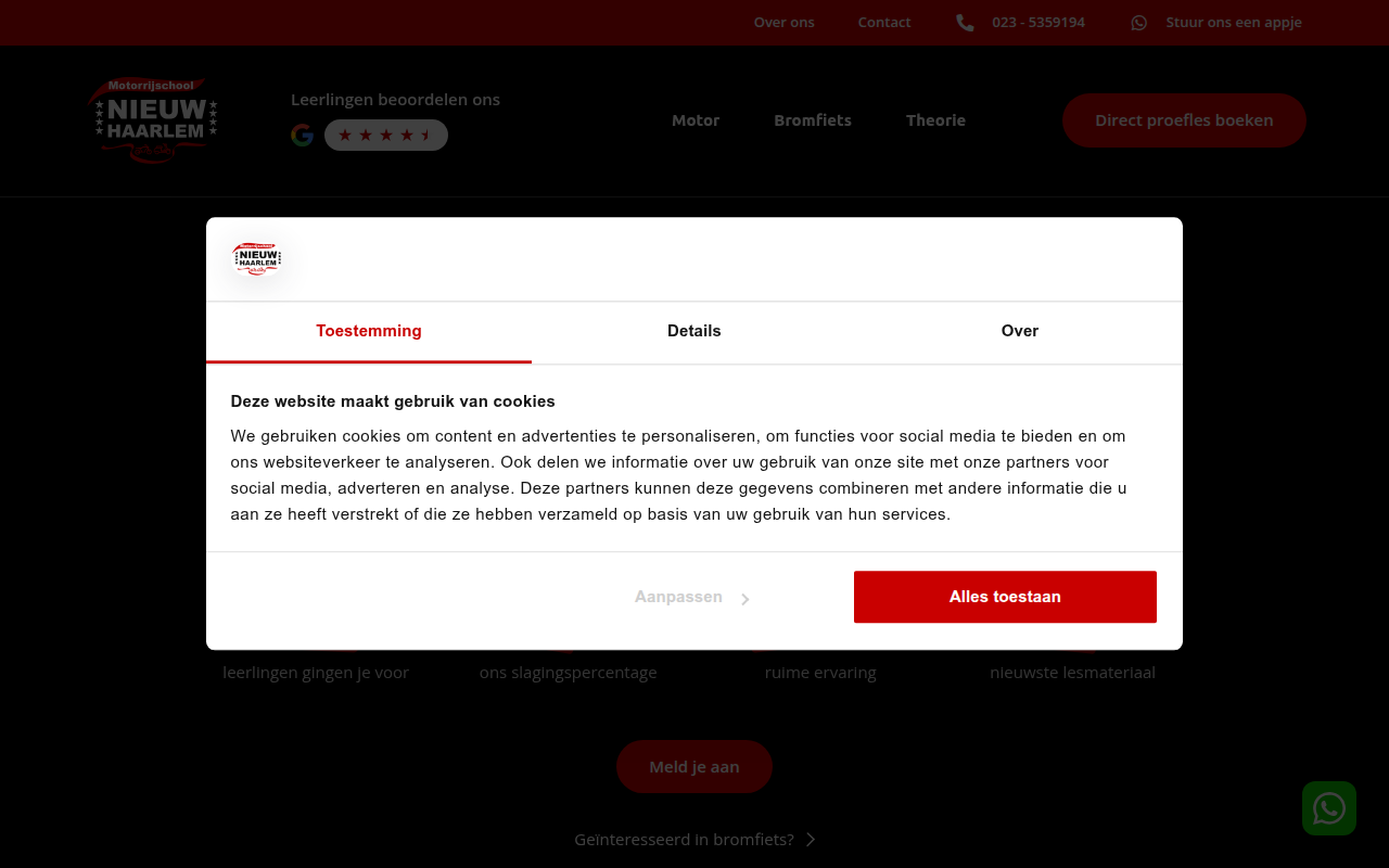 Screenshot van rijschoolnieuwhaarlem.nl
