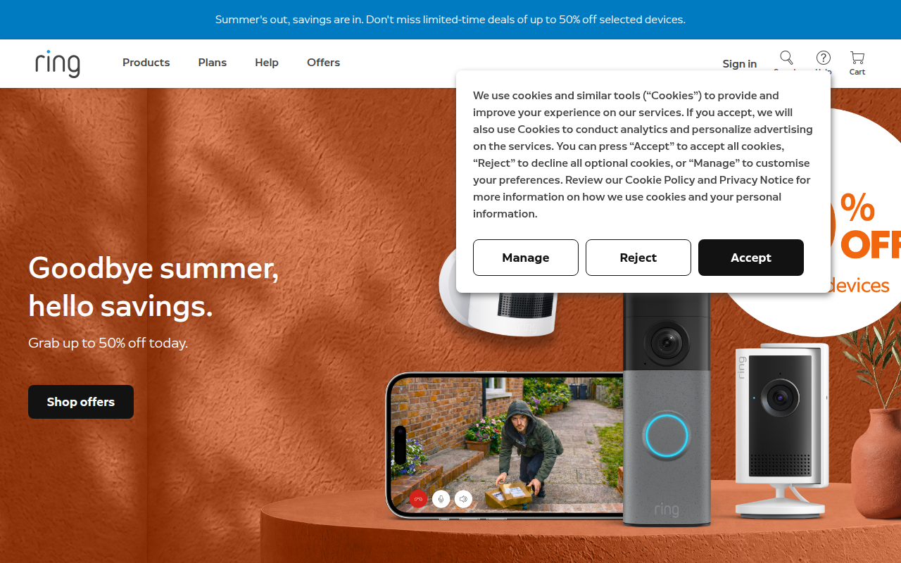 Screenshot van ring.com