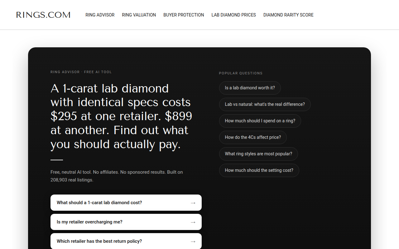 Screenshot van rings.com