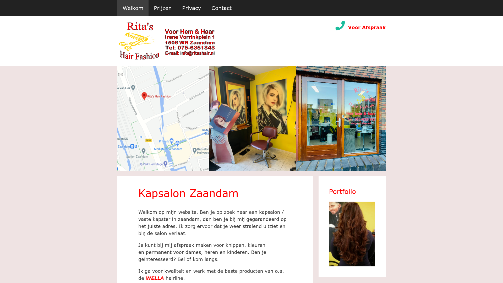 Screenshot van ritashair.nl