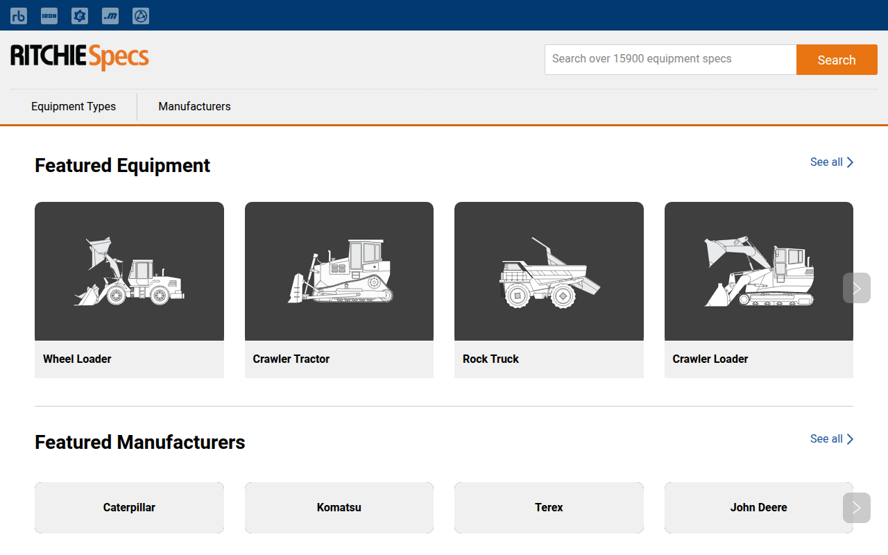 Screenshot van ritchiespecs.com
