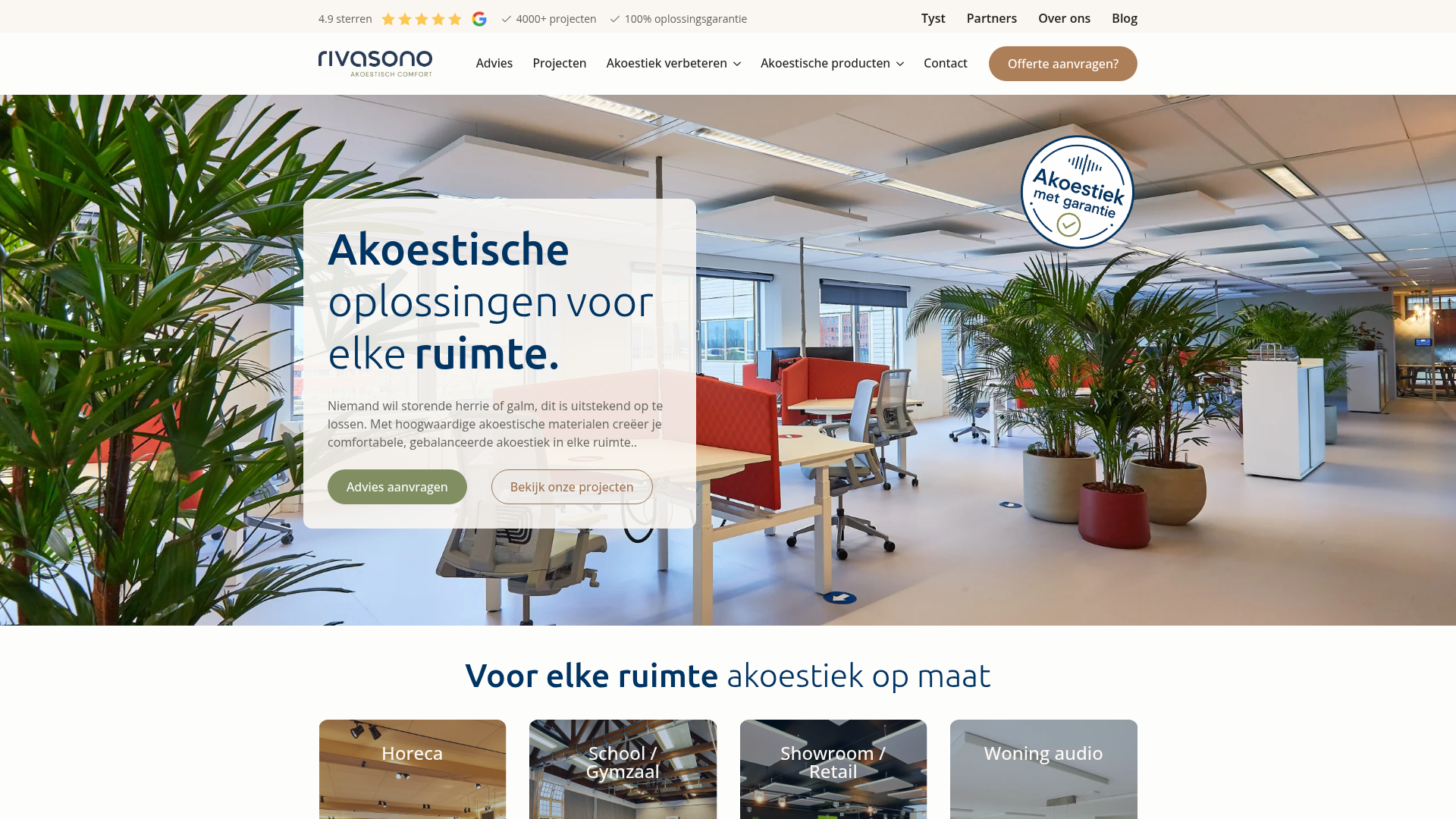 Screenshot van rivasono.nl