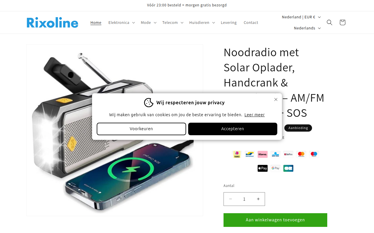 Screenshot van rixoline.nl