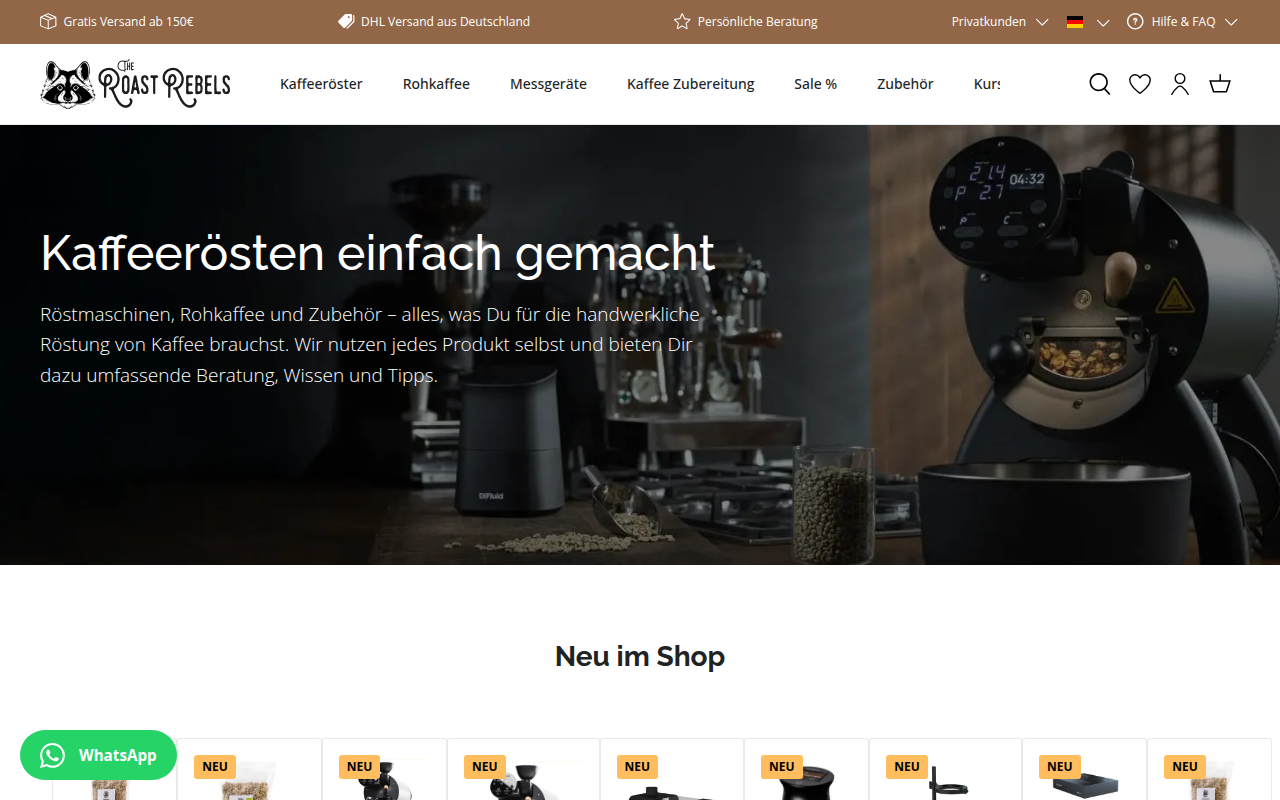 Screenshot van roastrebels.com