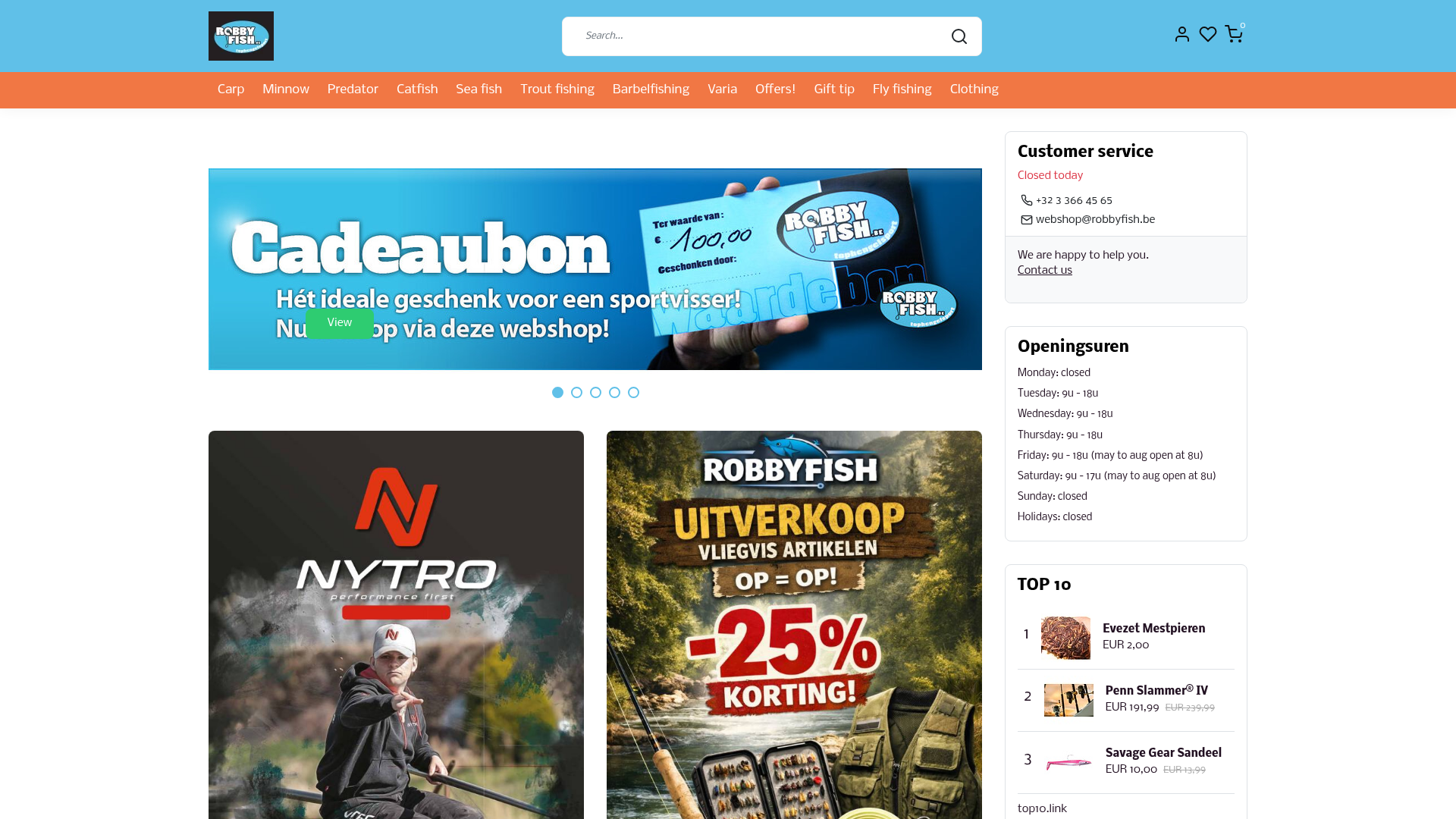 Screenshot van robbyfish.be