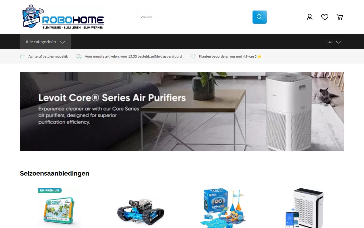 Screenshot van robohome.nl