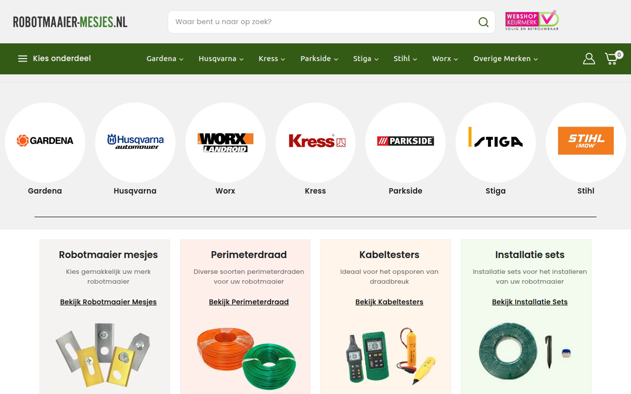 Screenshot van robotmaaier-mesjes.nl