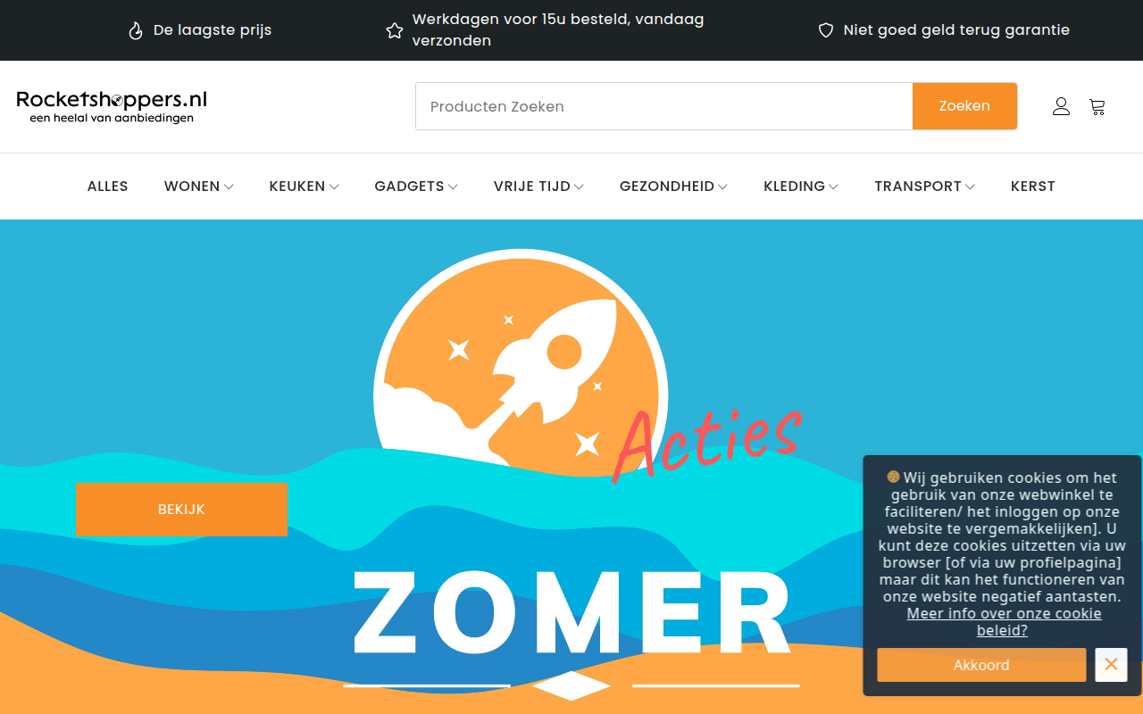 Screenshot van rocketshoppers.nl