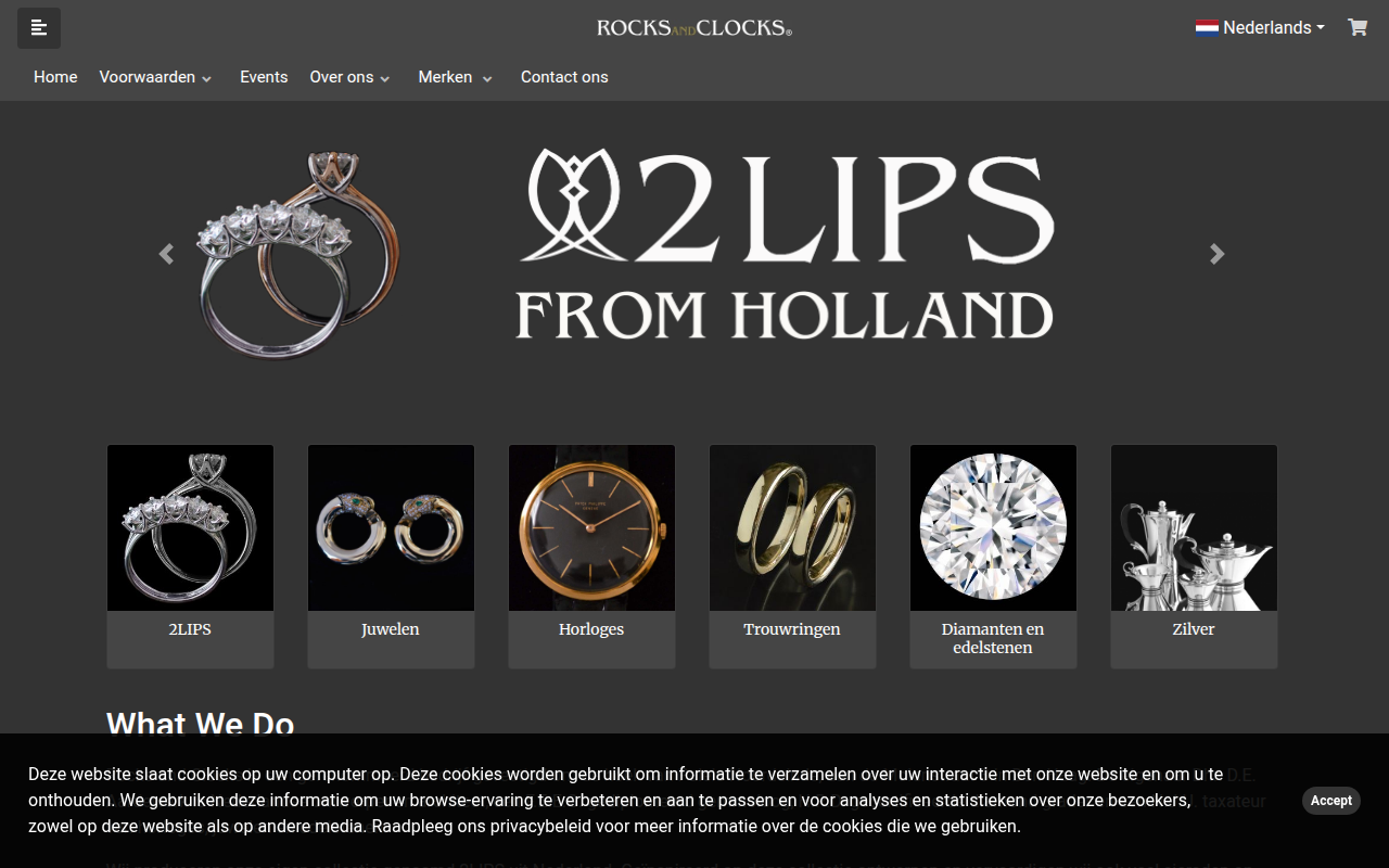 Screenshot van rocksandclocks.nl