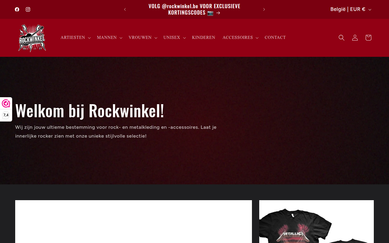Screenshot van rockwinkel.be