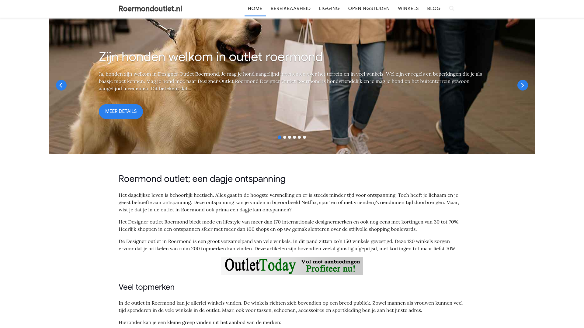 Screenshot van roermondoutlet.nl