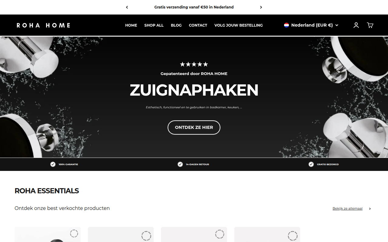 Screenshot van roha-home.nl