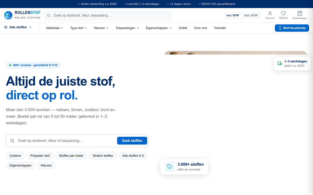 Screenshot van rollenstof.nl