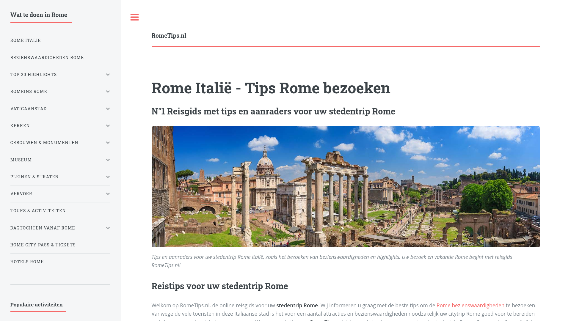 Screenshot van rometips.nl