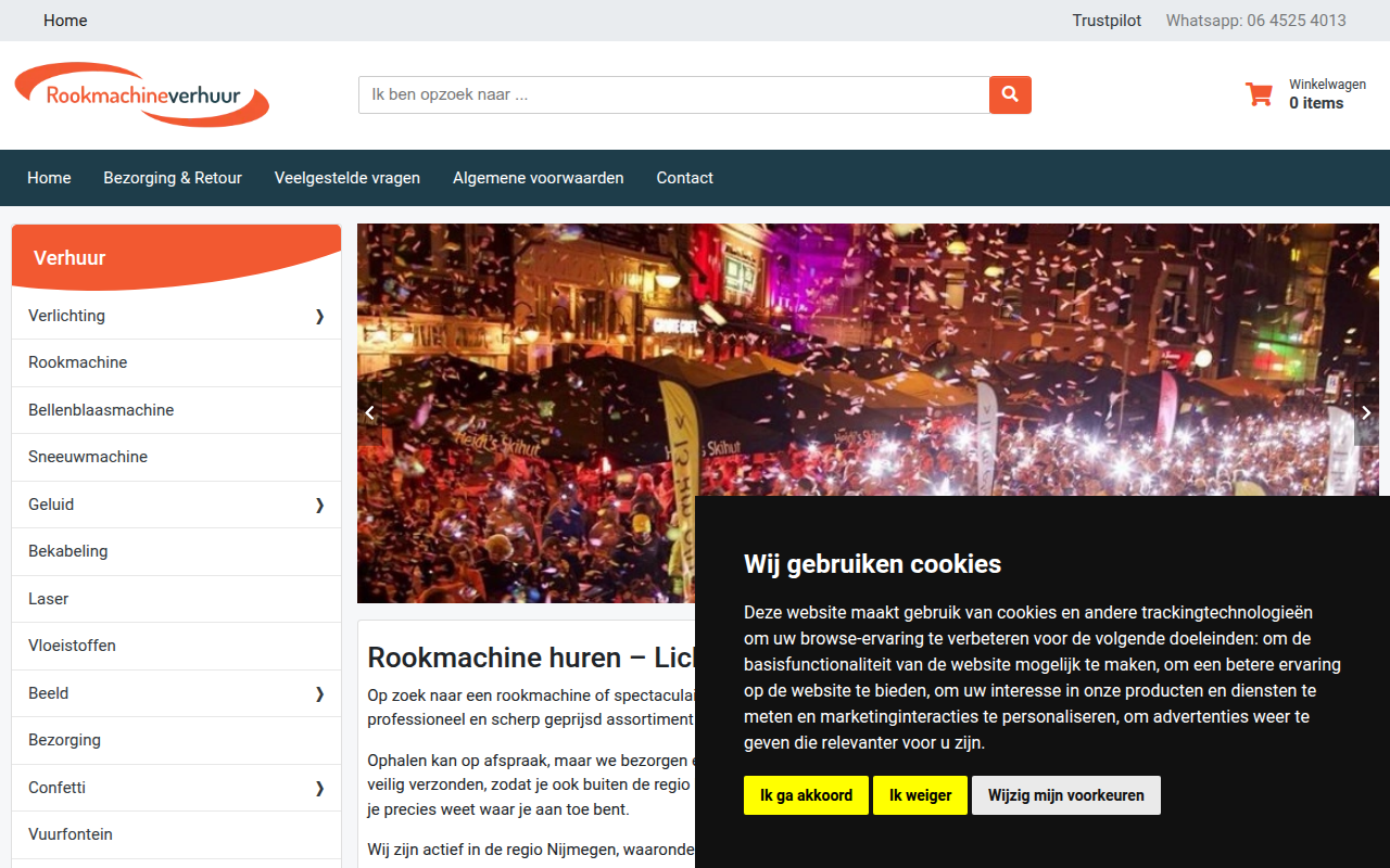 Screenshot van rookmachineverhuur.nl