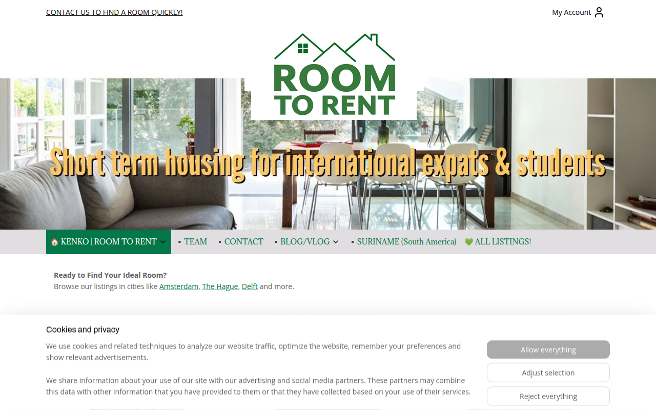 Screenshot van room-to-rent.com