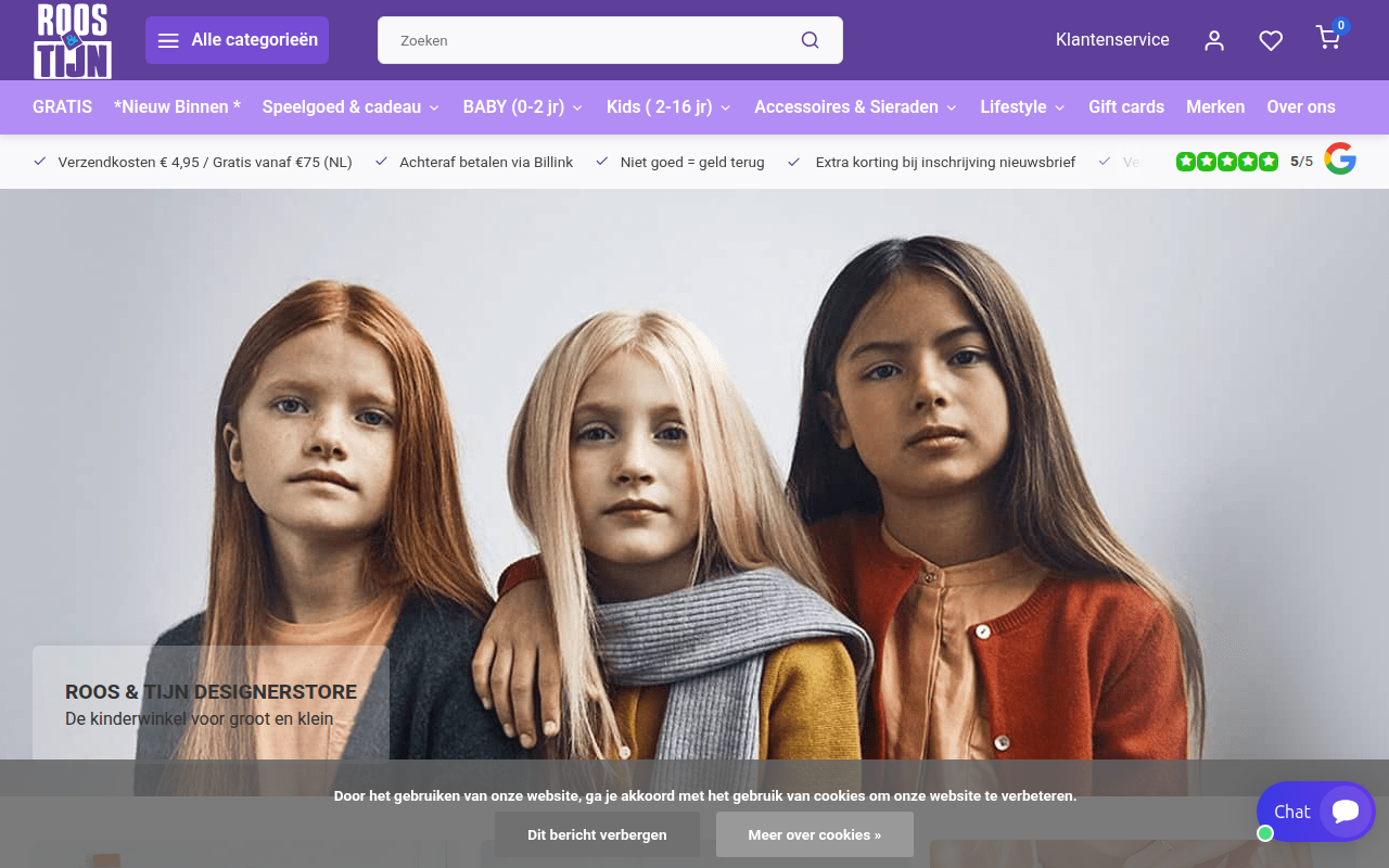 Screenshot van roosentijn.nl