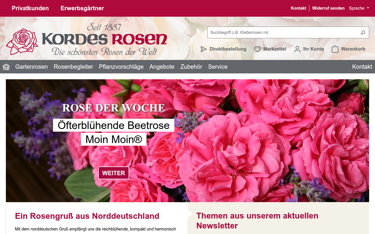 Screenshot van rosen.de