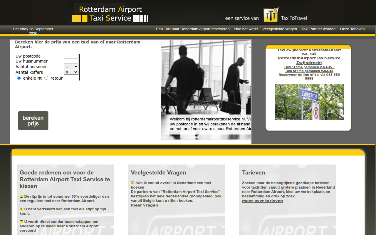 Screenshot van rotterdamairporttaxiservice.nl
