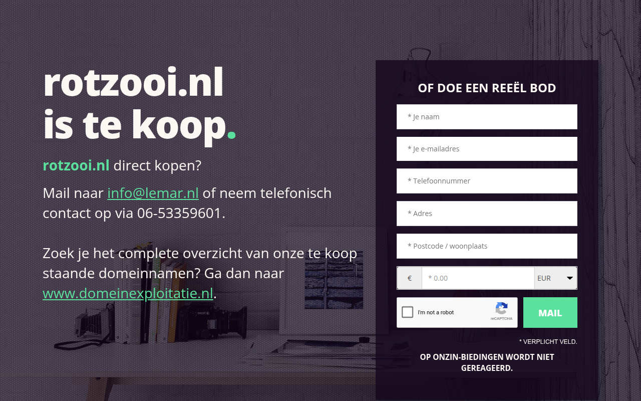 Screenshot van rotzooi.nl