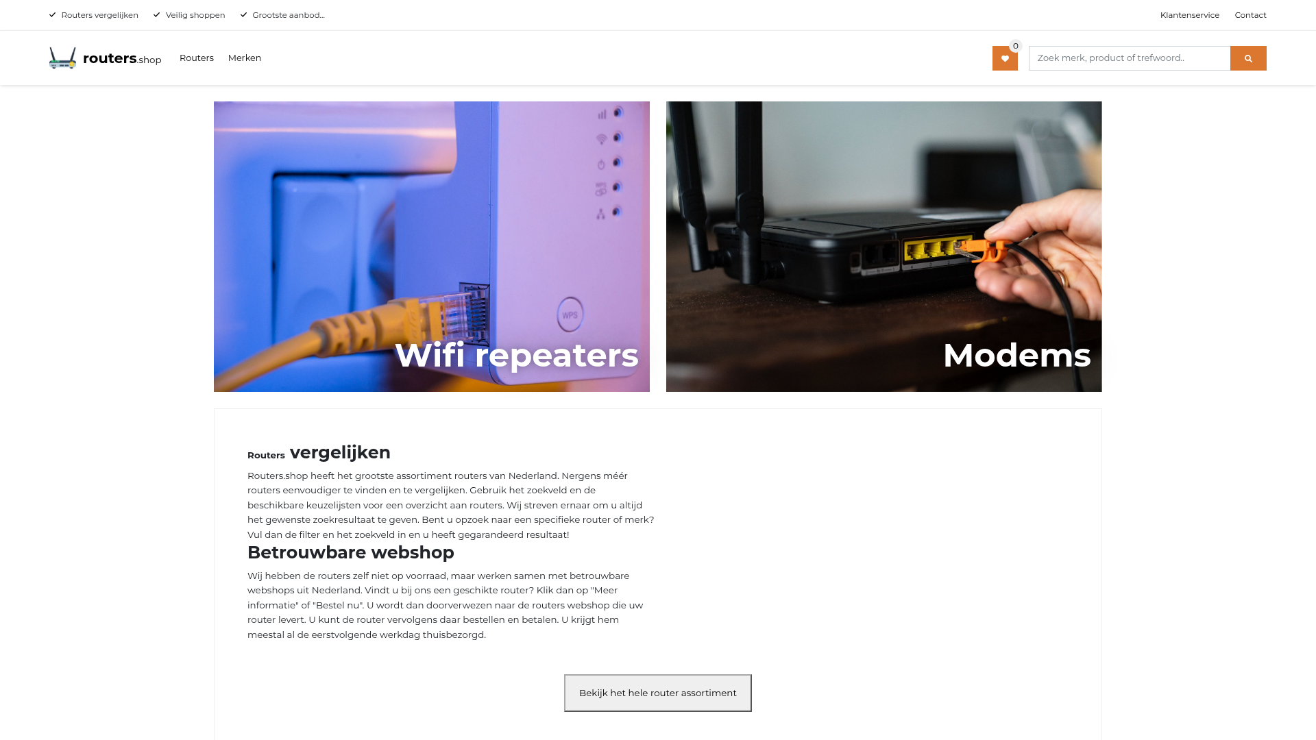 Screenshot van routers.shop