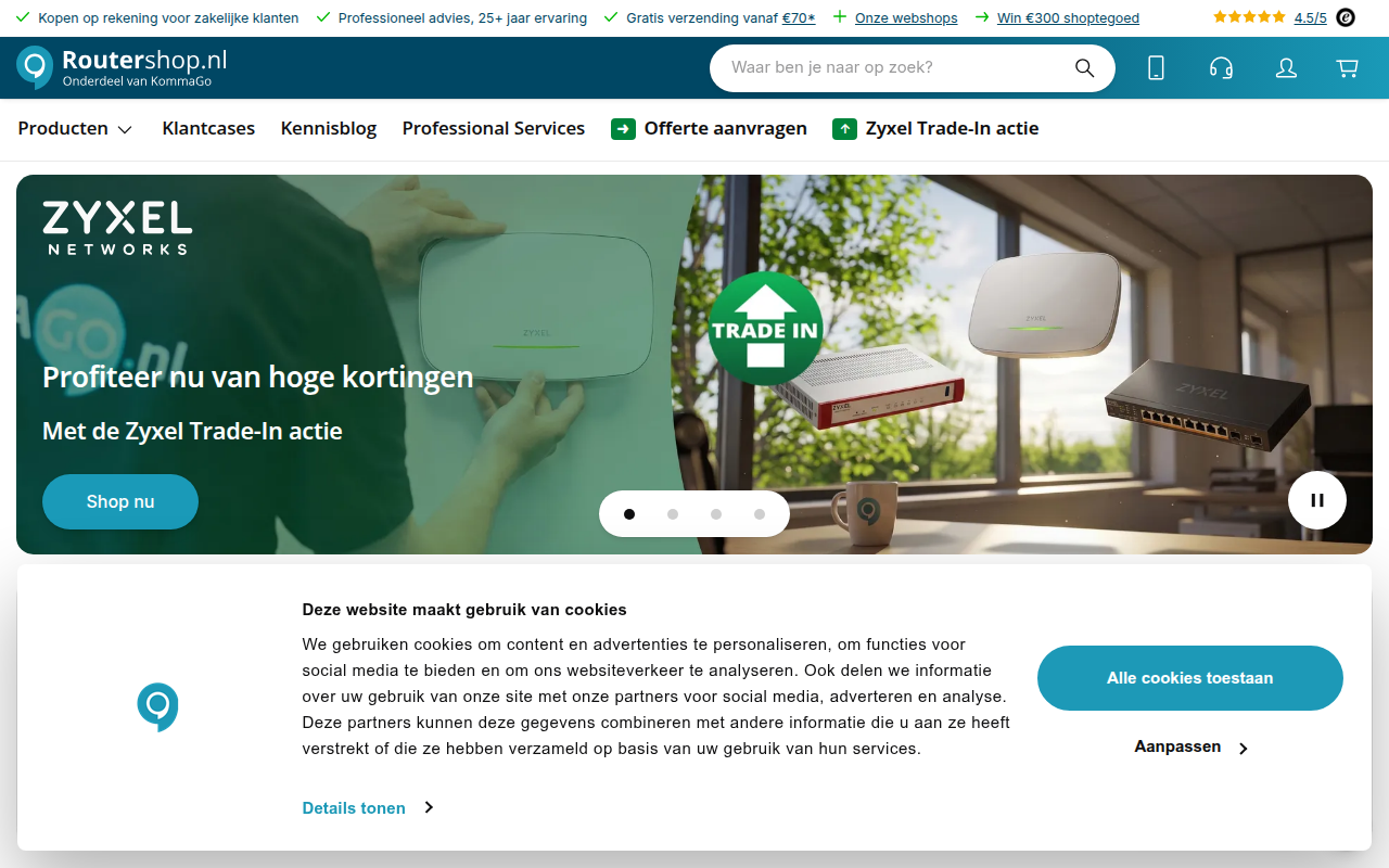 Screenshot van routershop.nl