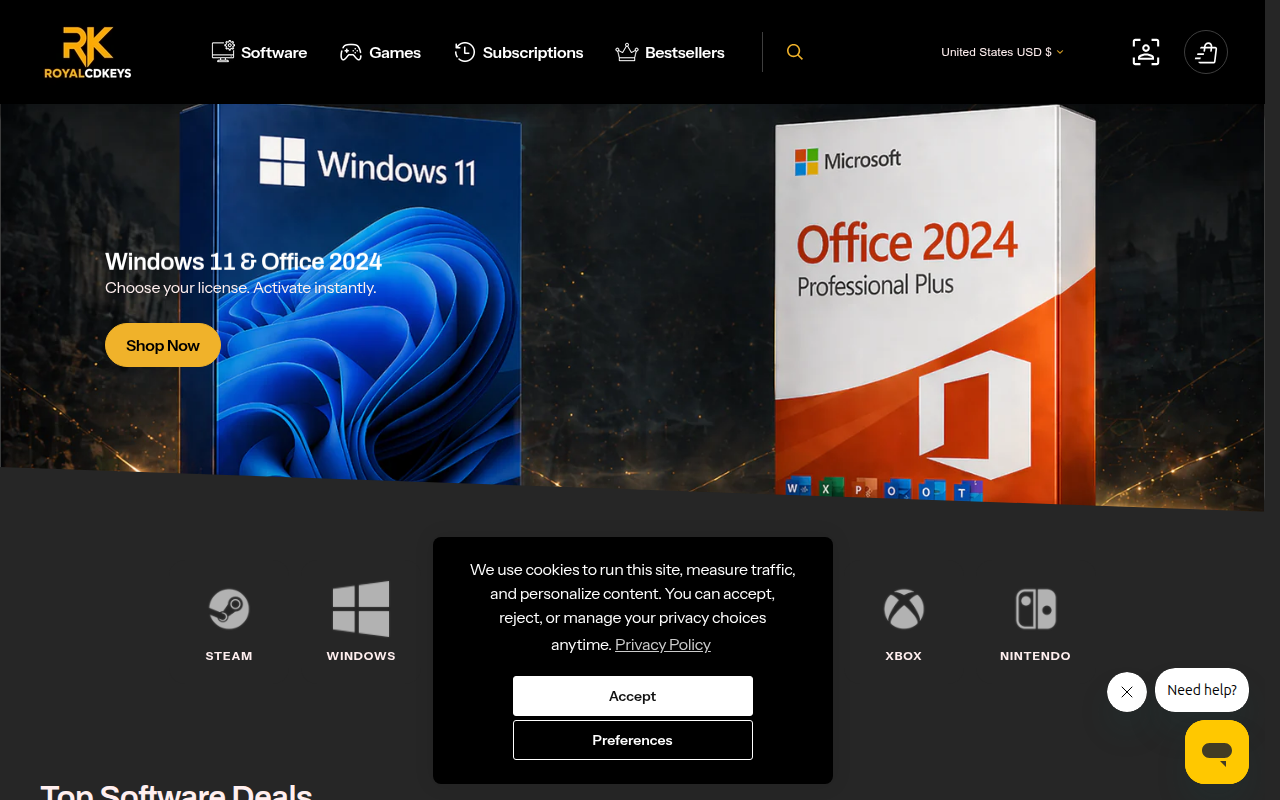 Screenshot van royalcdkeys.com