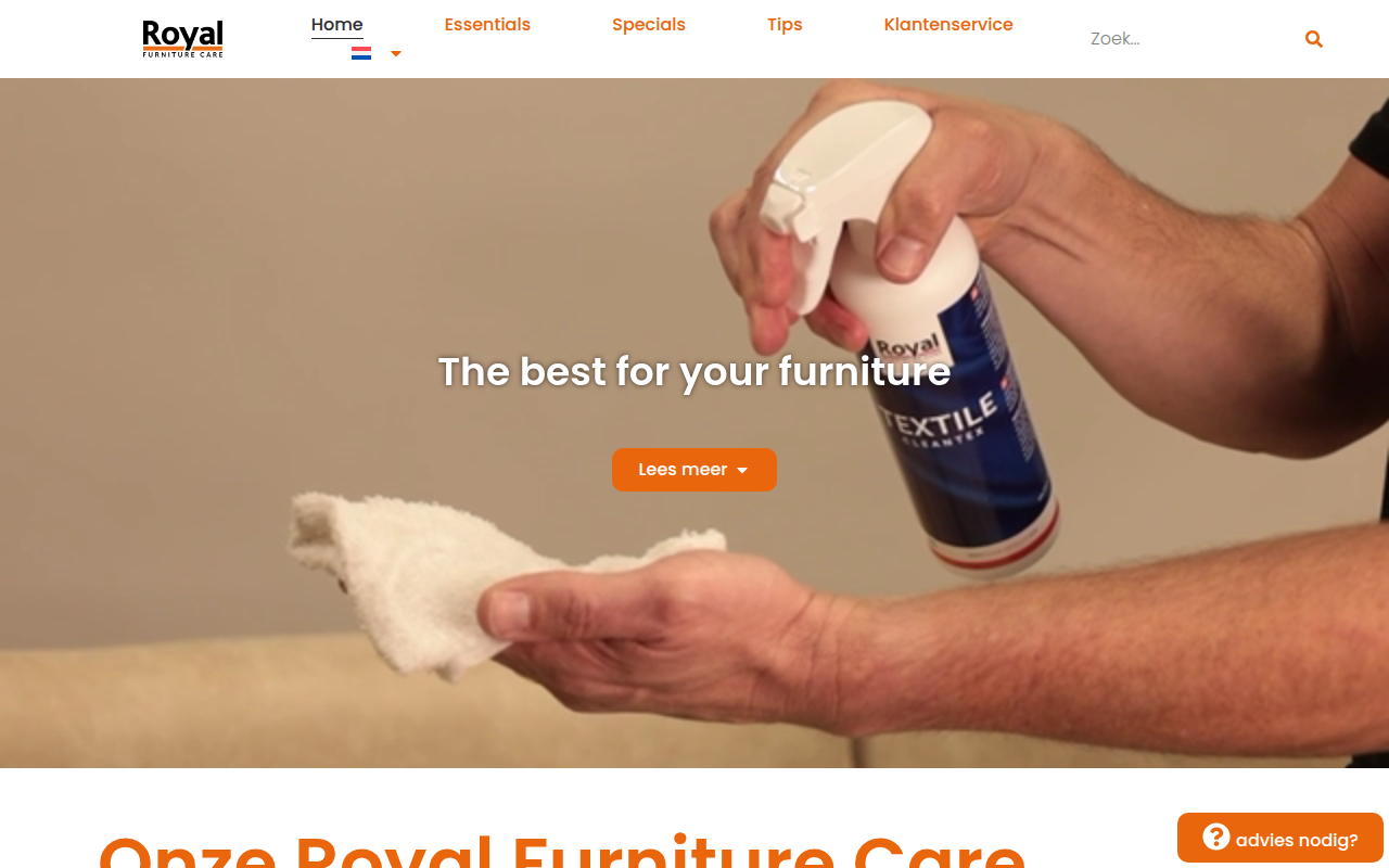 Screenshot van royalfurniturecare.com