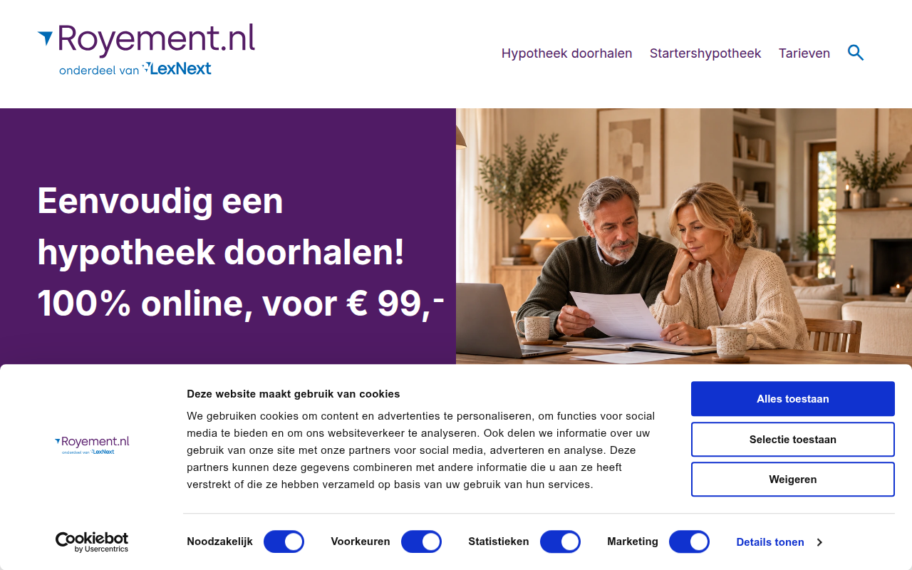 Screenshot van royement.nl