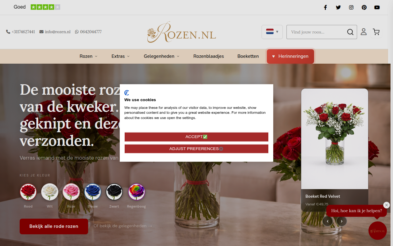Screenshot van rozen.nl