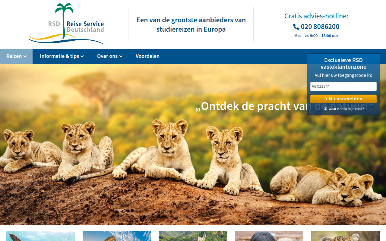 Screenshot van rsd-reizen.nl