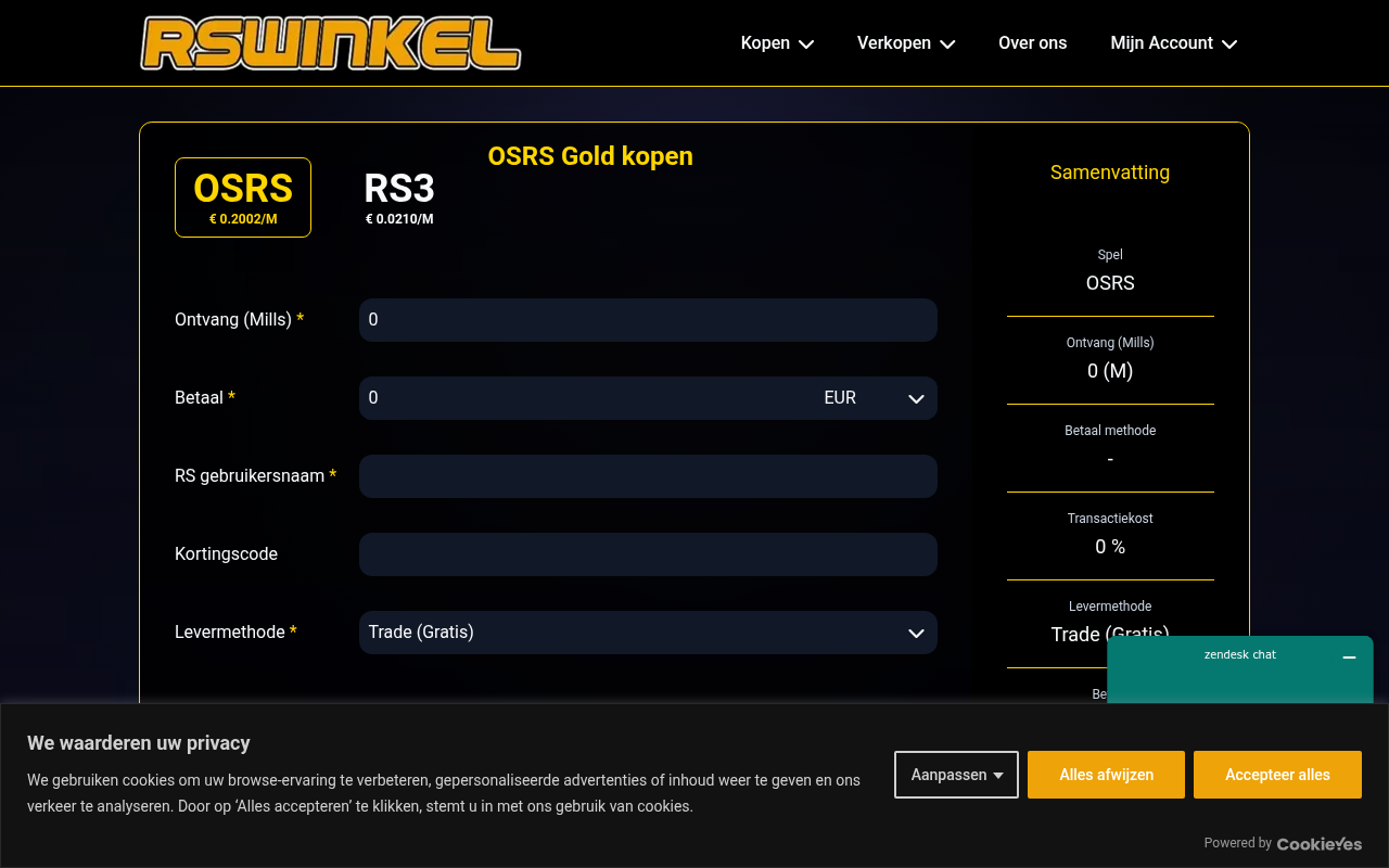 Screenshot van rswinkel.nl