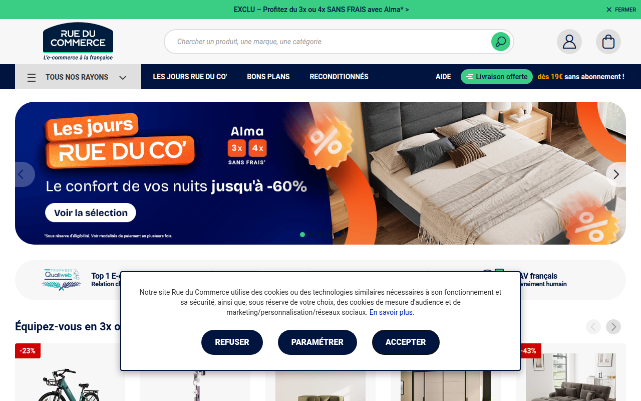 Screenshot van rueducommerce.fr