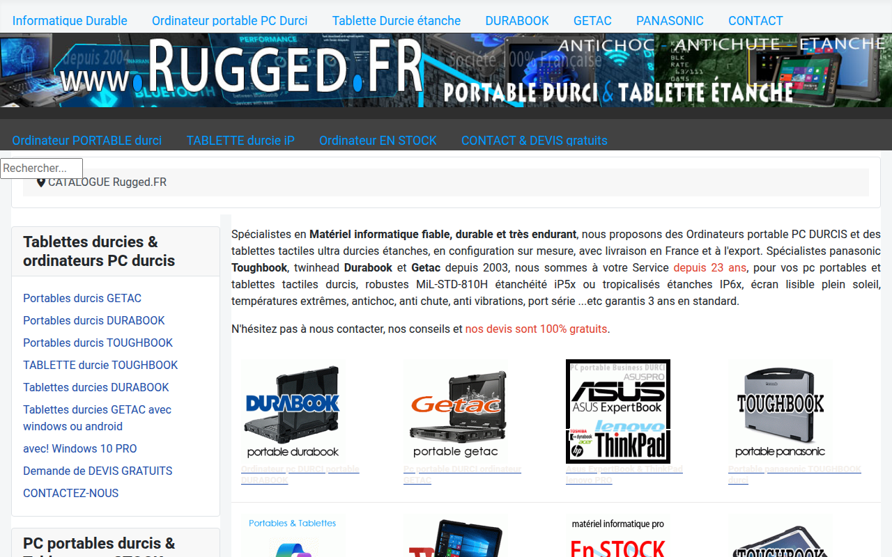 Screenshot van rugged.fr