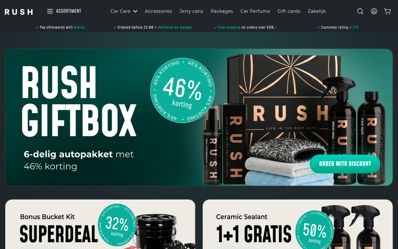 Screenshot van rushofficial.com