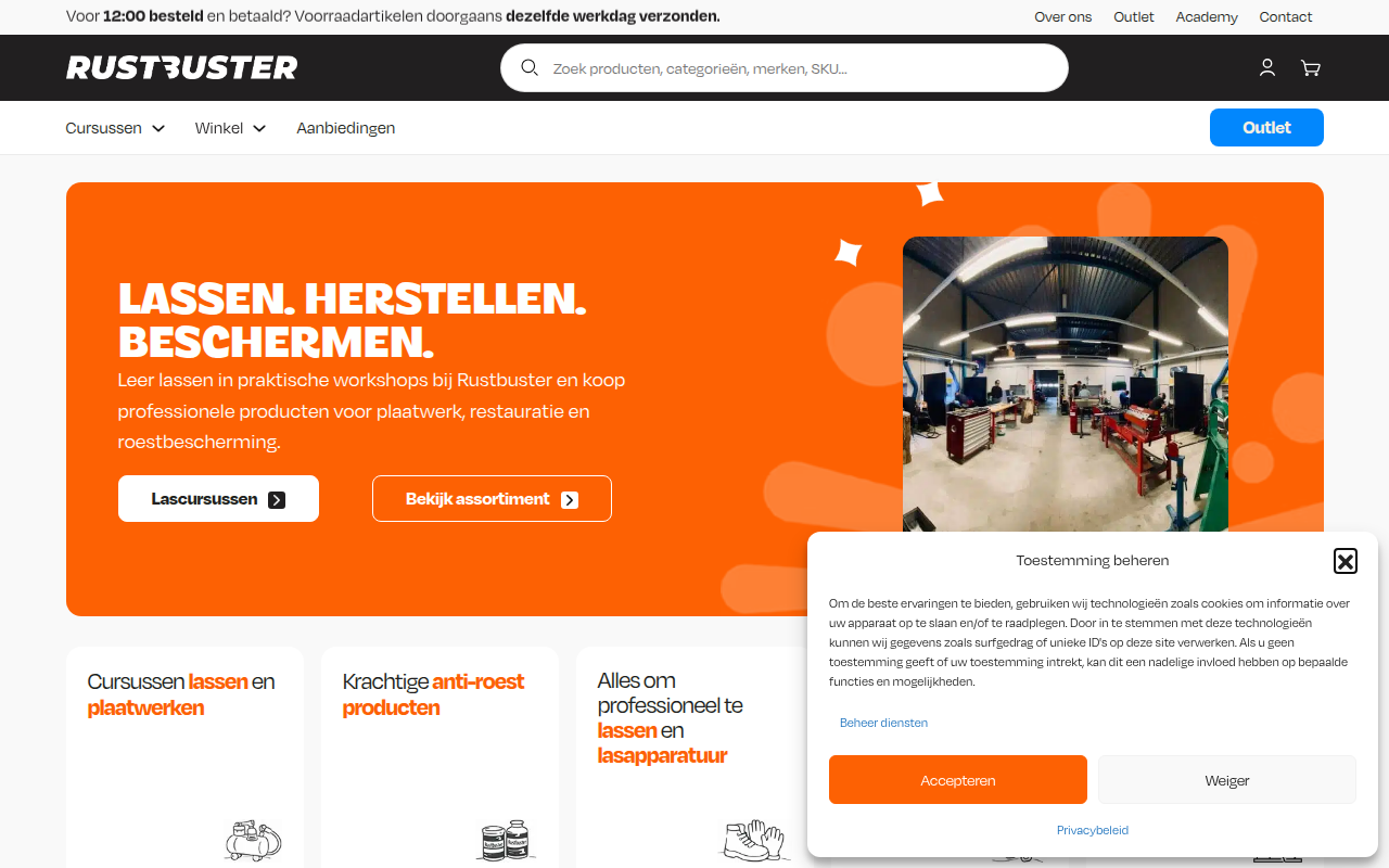 Screenshot van rustbuster.nl