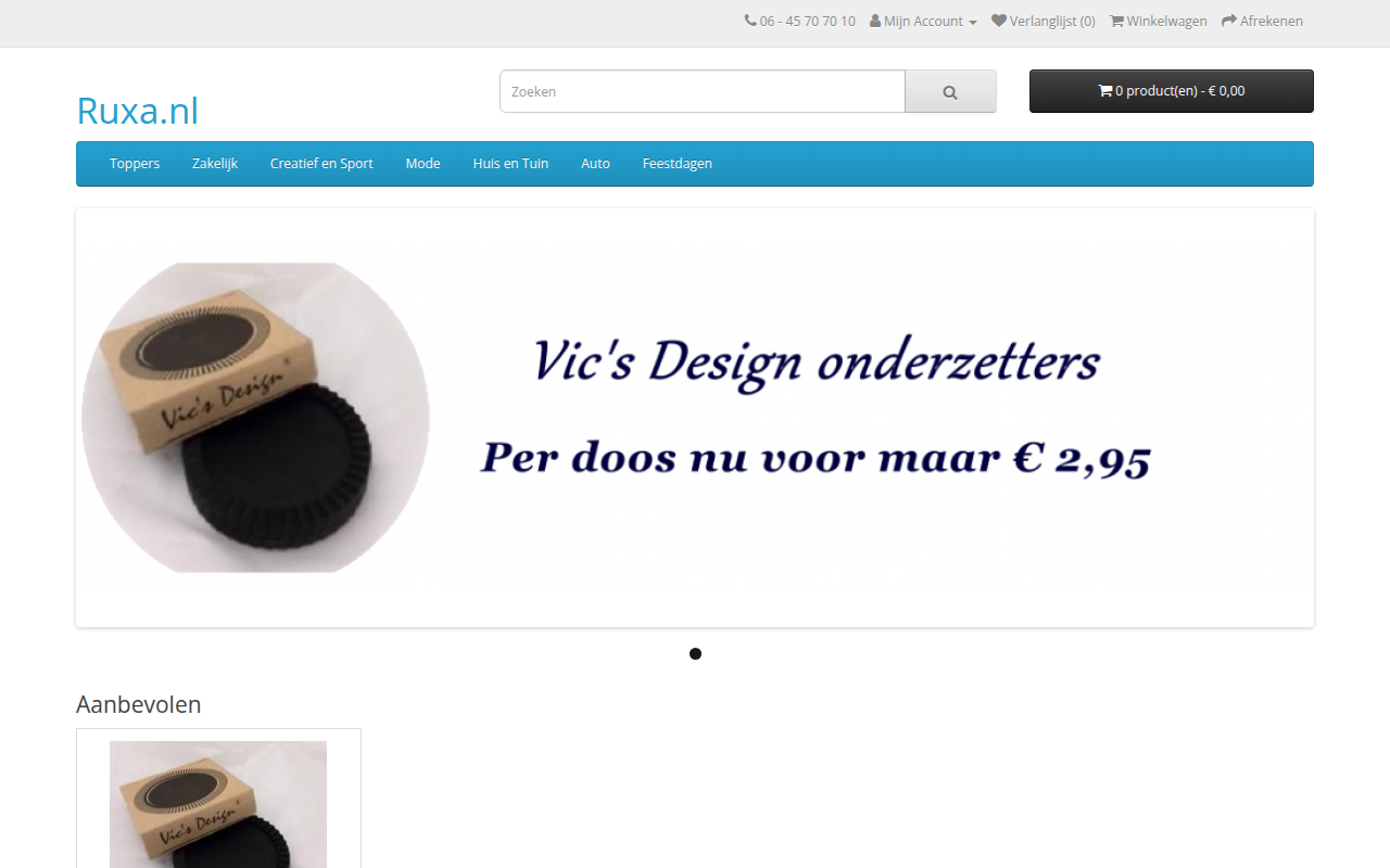Screenshot van ruxa.nl
