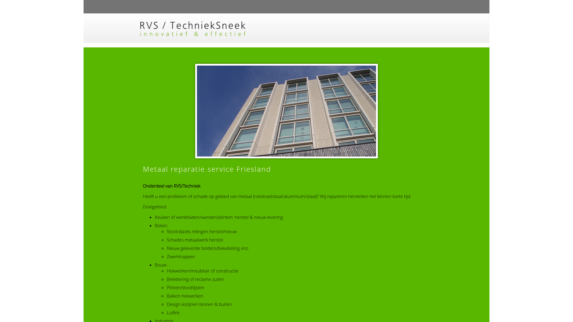 Screenshot van rvstechniek.nl