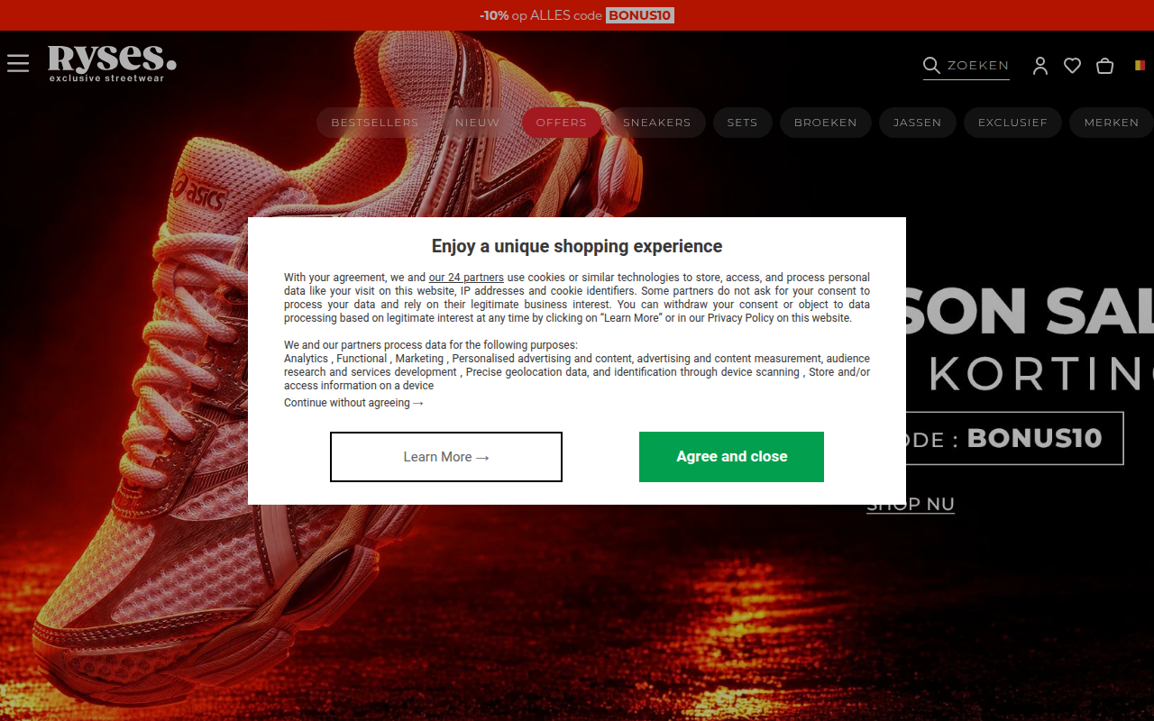 Screenshot van ryses.be
