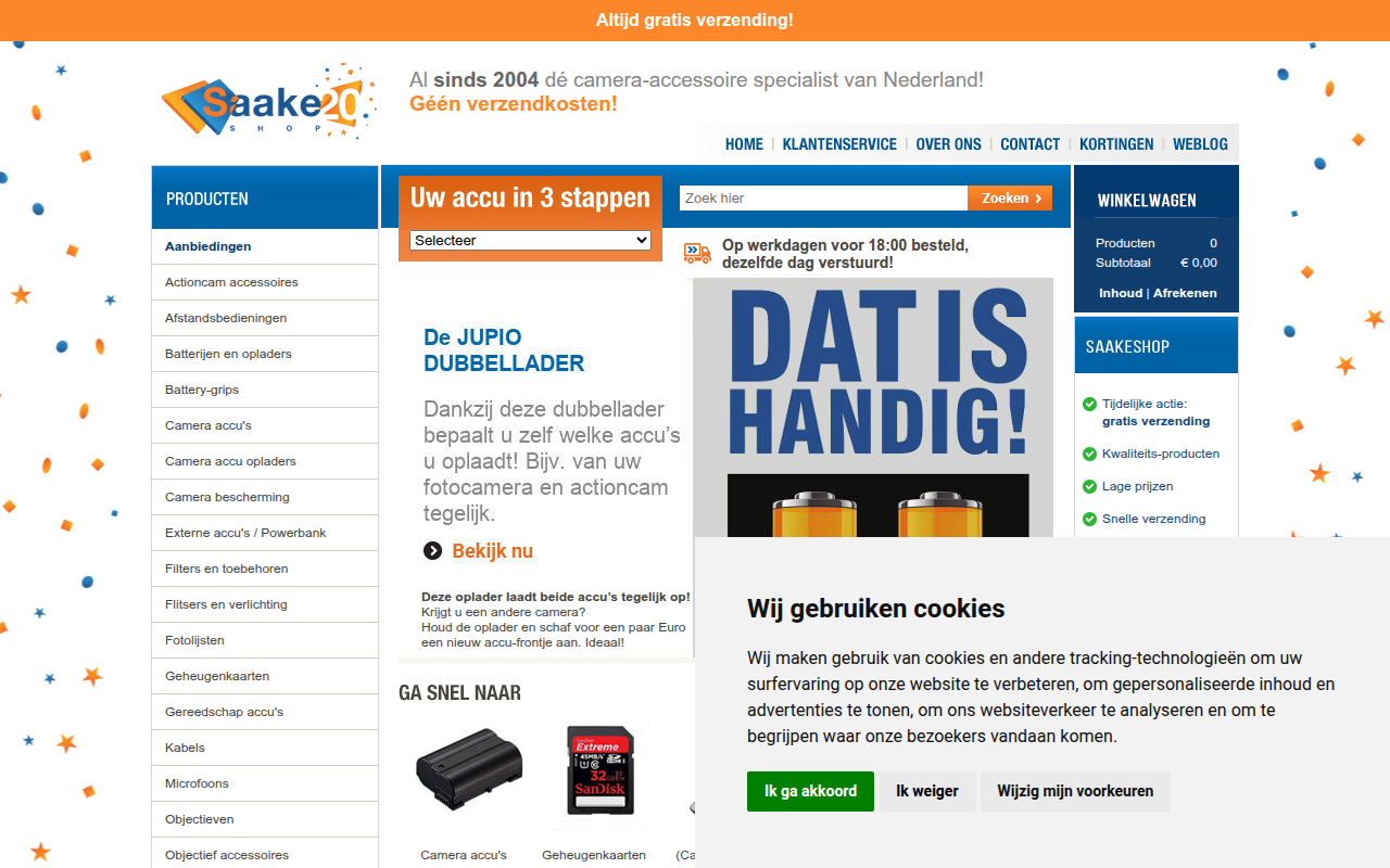 Screenshot van saake-shop.nl