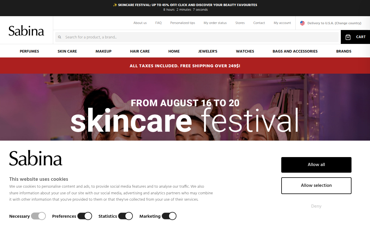 Screenshot van sabina.com