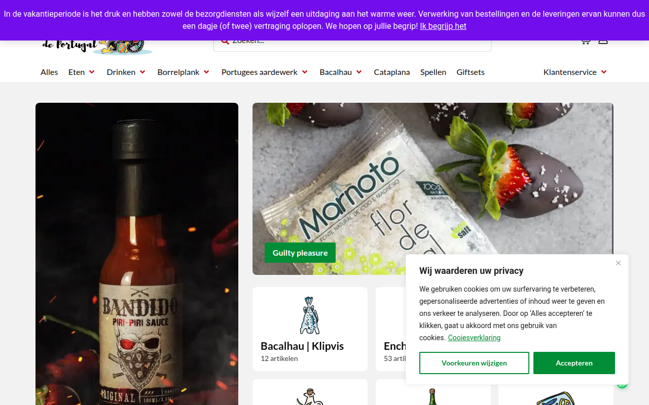 Screenshot van saboresdeportugal.nl