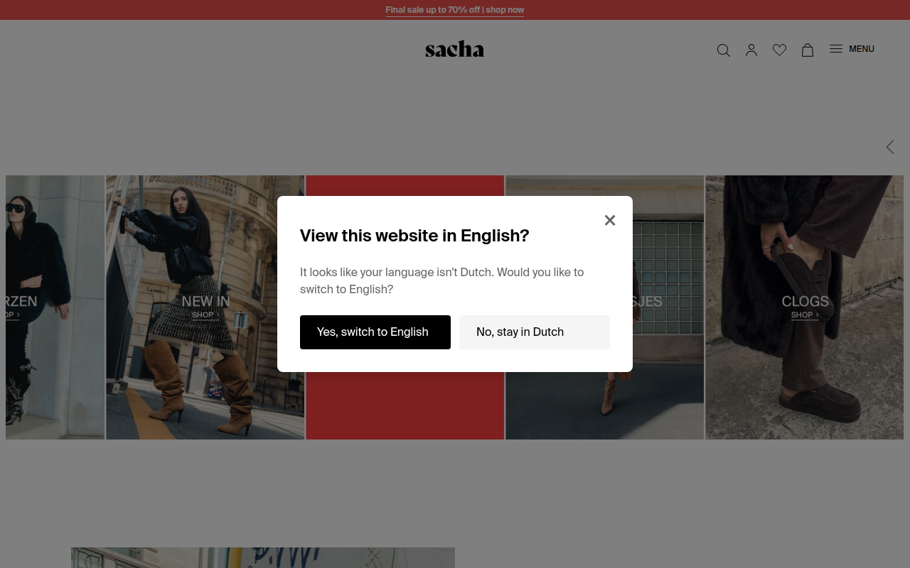 Screenshot van sacha.nl