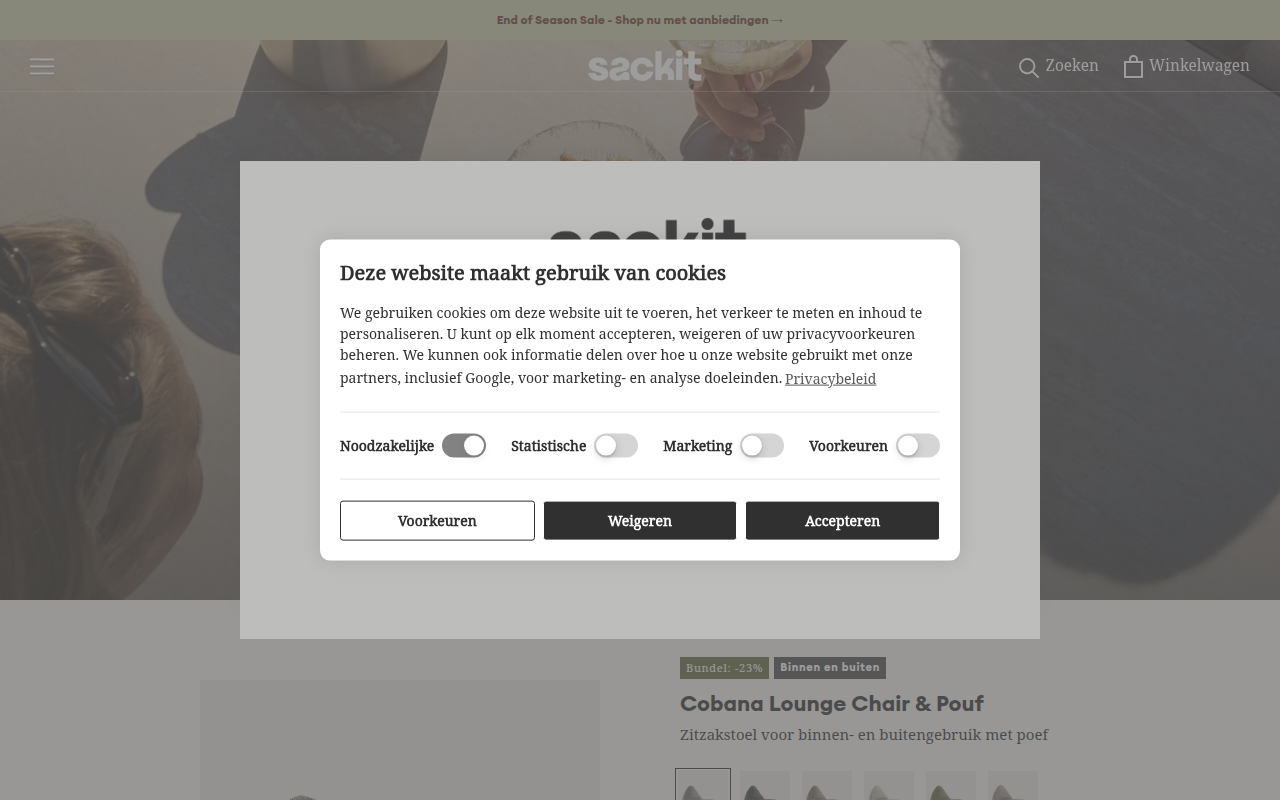 Screenshot van sackit.nl