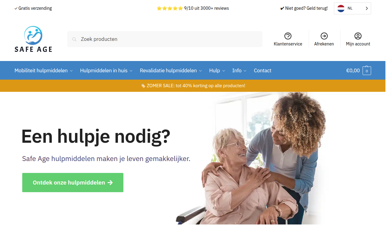 Screenshot van safeage.eu