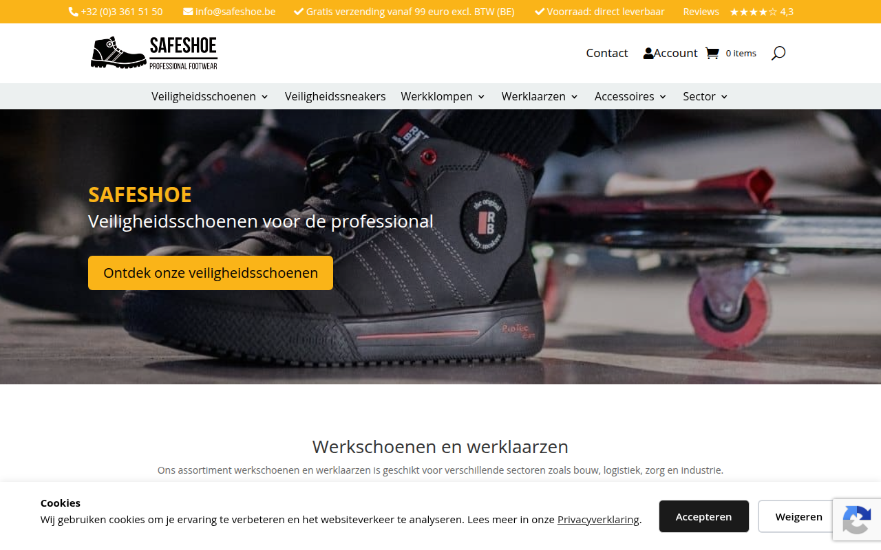 Screenshot van safeshoe.be