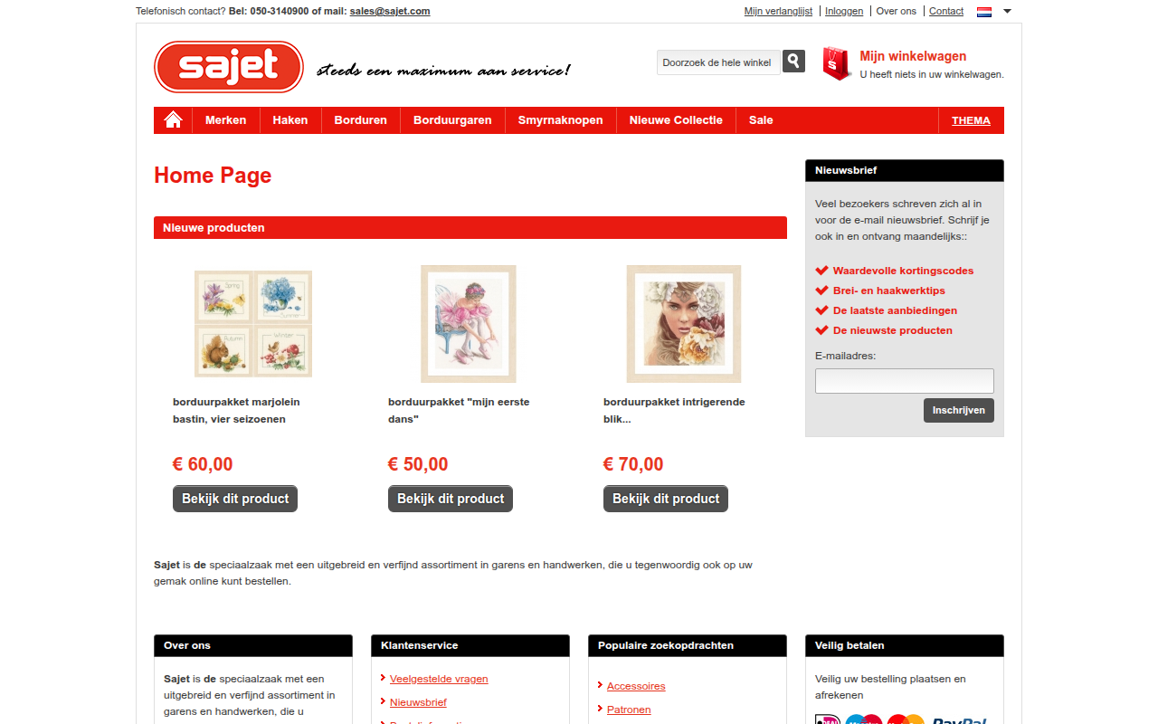 Screenshot van sajetpost.nl